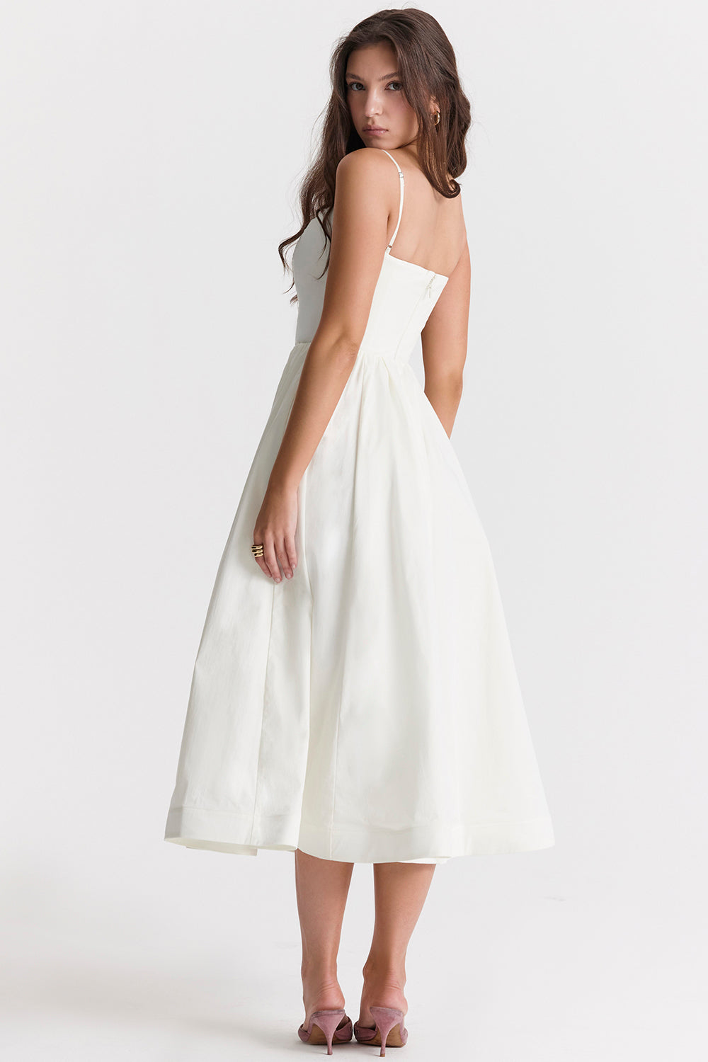 Faustine Robe Mi-Longue Ivoire