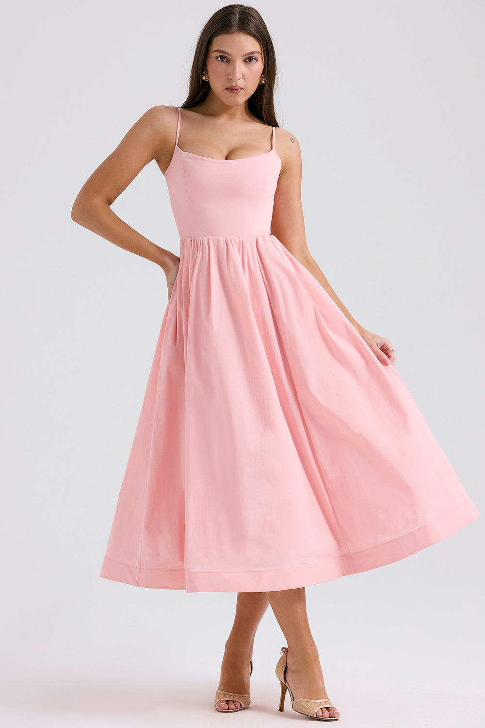 Faustine Robe Mi-Longue Rose