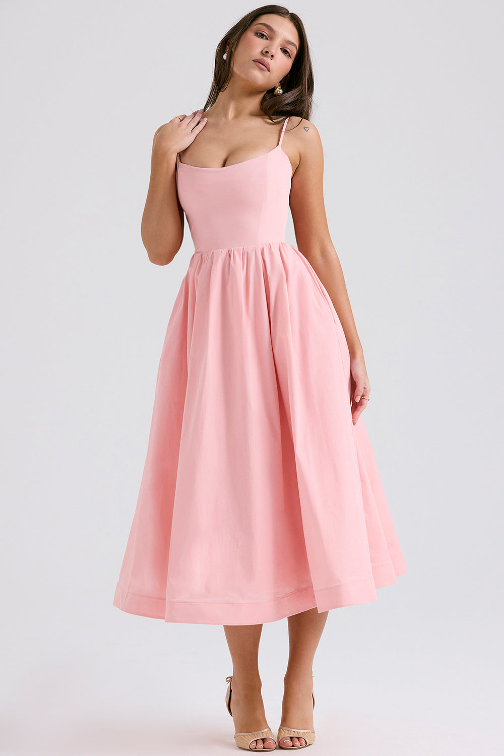 Faustine Robe Mi-Longue Rose