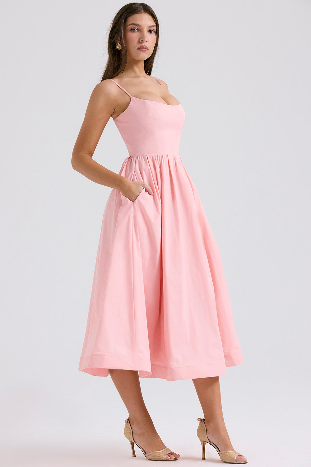 Faustine Robe Mi-Longue Rose
