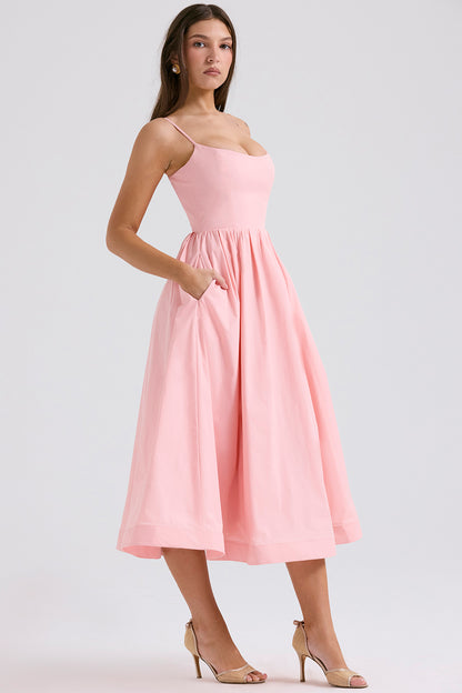 Faustine Robe Mi-Longue Rose