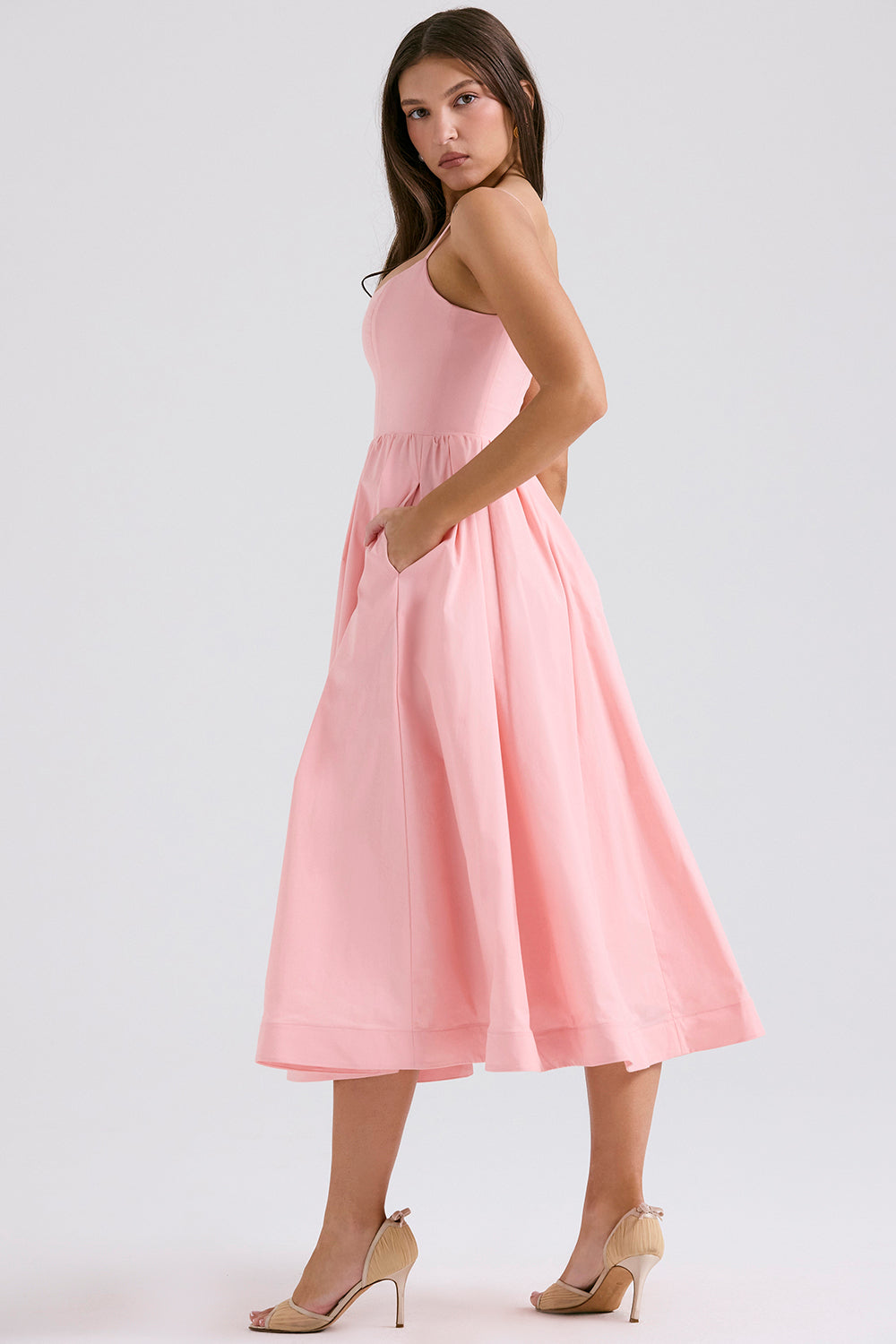 Faustine Robe Mi-Longue Rose
