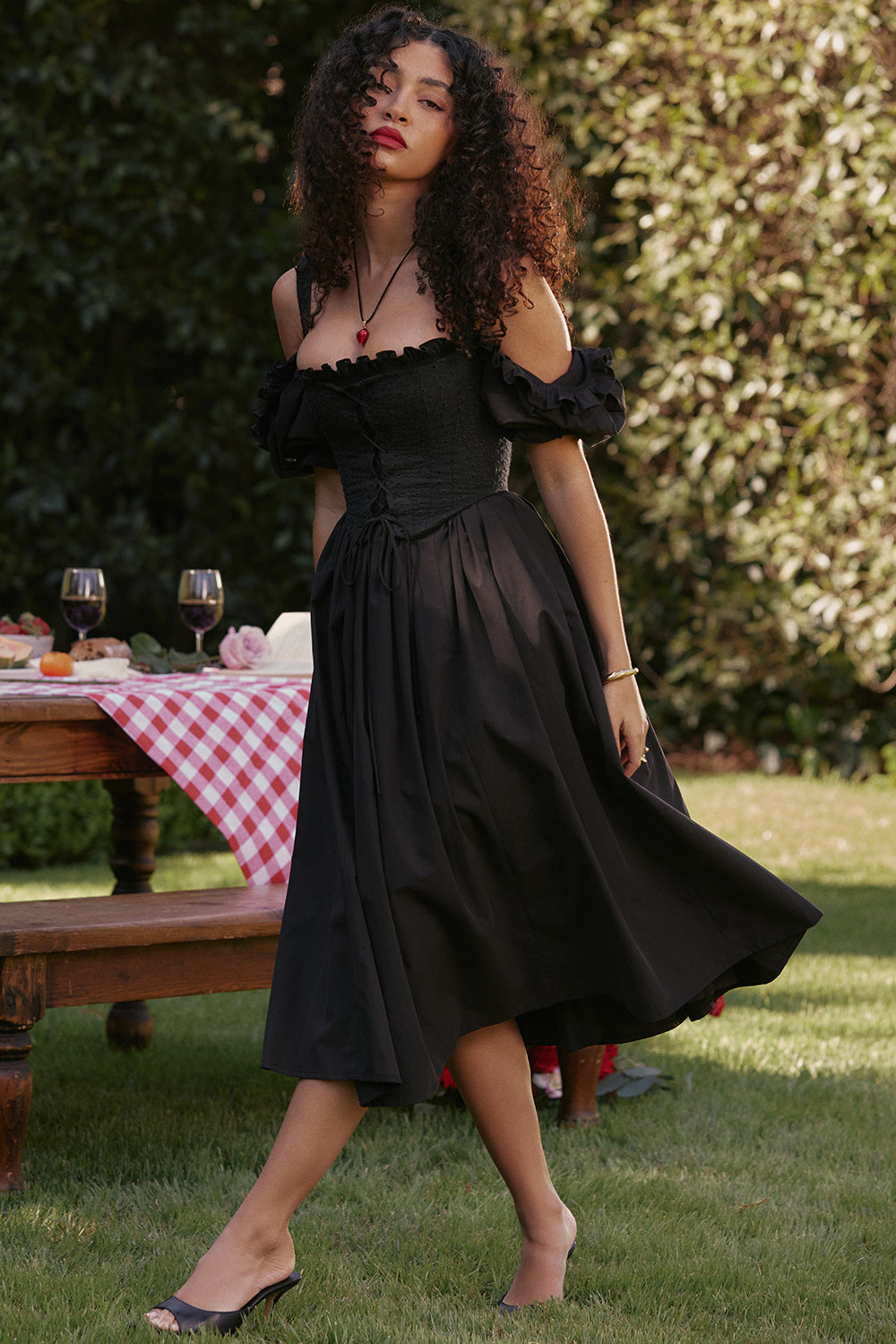 Zélie Robe Mi-Longue Noir