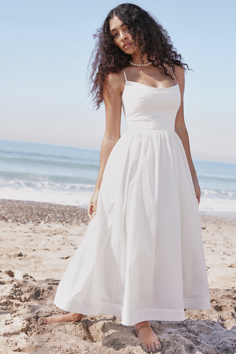 Faustine Robe Mi-Longue Ivoire