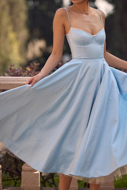 Aurore Robe Mi-Longue — Bleu Ciel