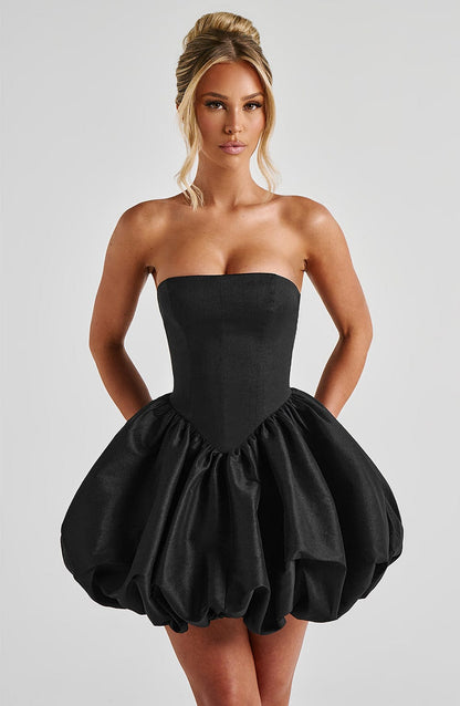 Robe courte Lotus - Noir