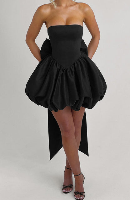 Robe courte Lotus - Noir