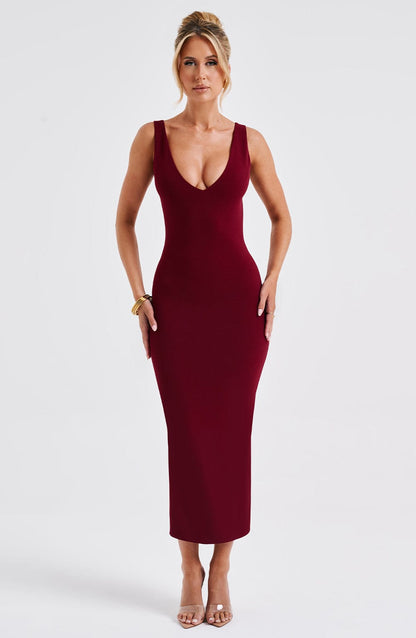 Robe mi-longue Lucinda - Bordeaux