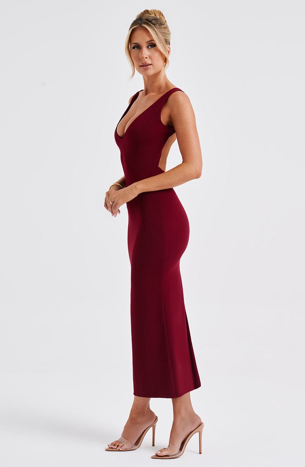 Robe mi-longue Lucinda - Bordeaux