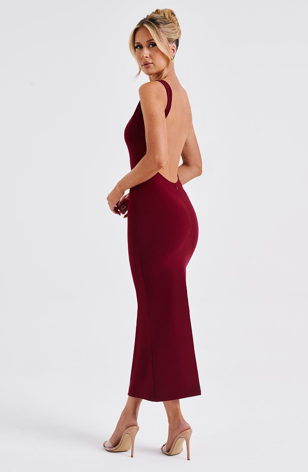 Robe mi-longue Lucinda - Bordeaux