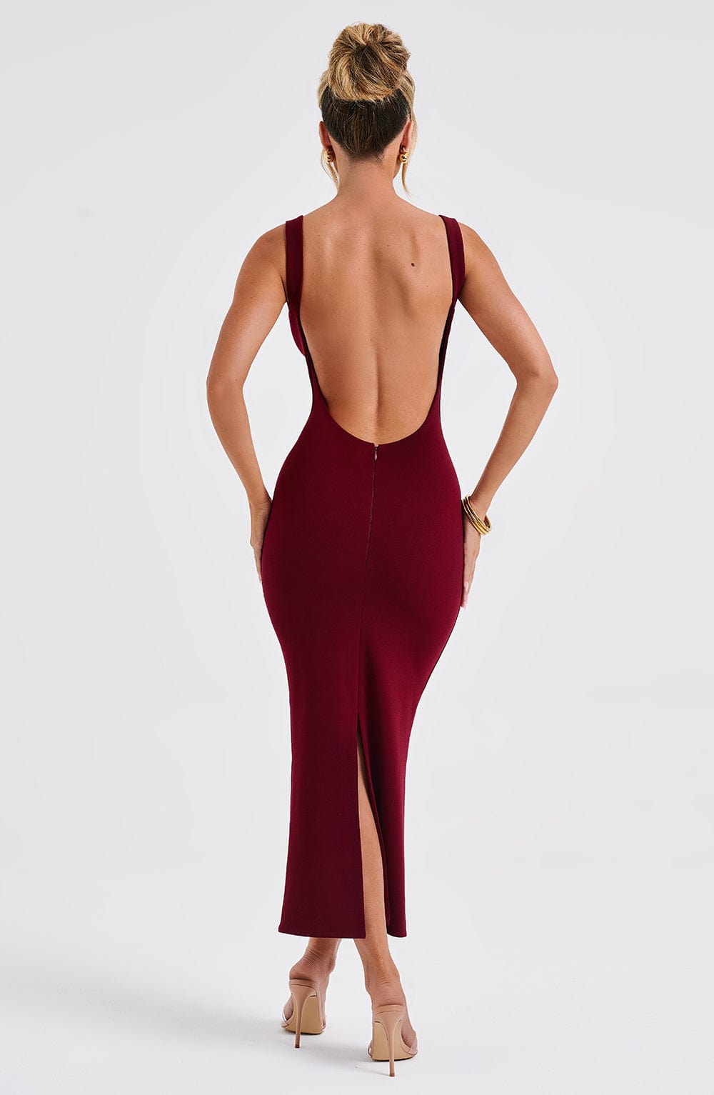 Robe mi-longue Lucinda - Bordeaux