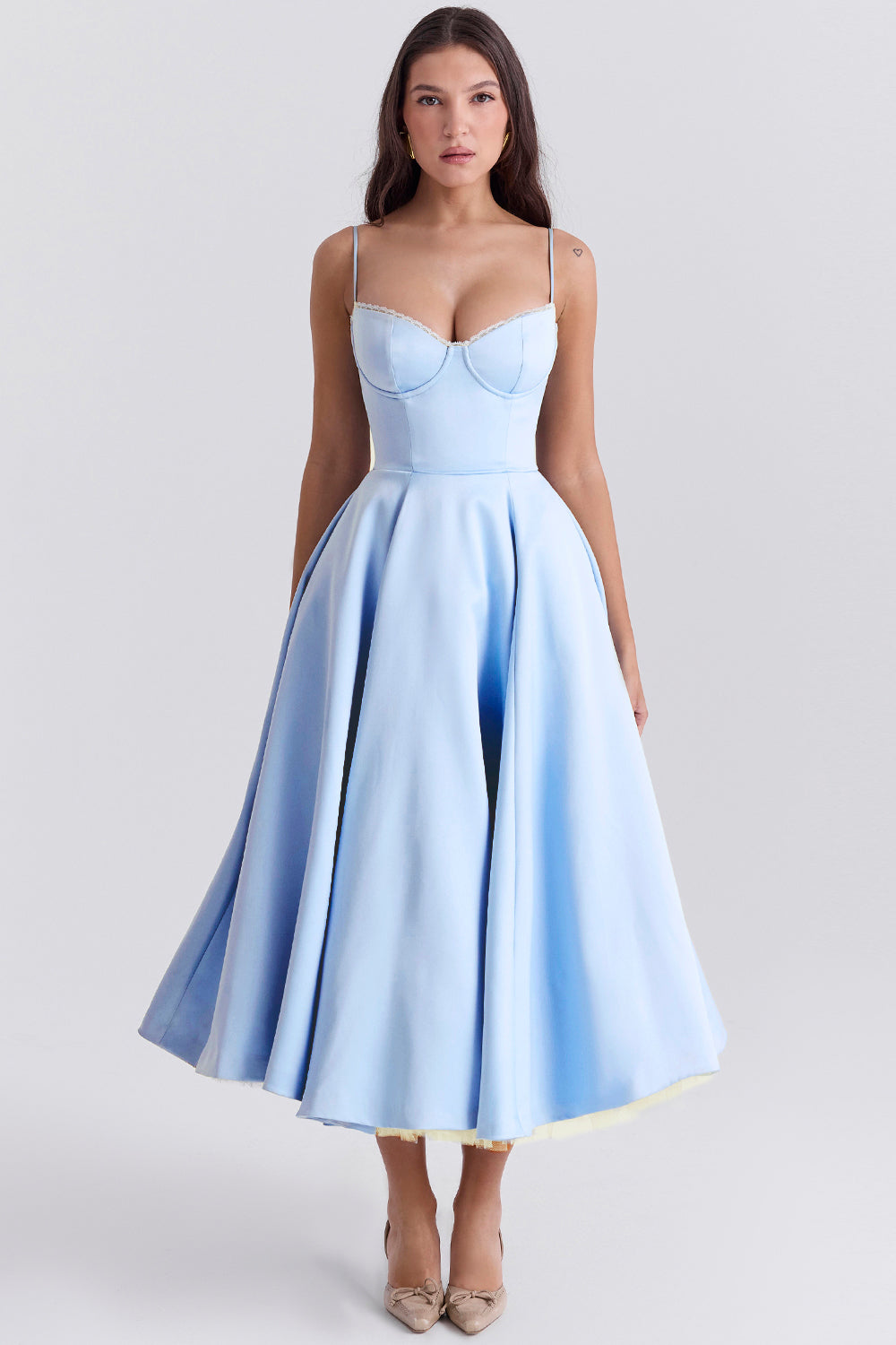 Aurore Robe Mi-Longue — Bleu Ciel