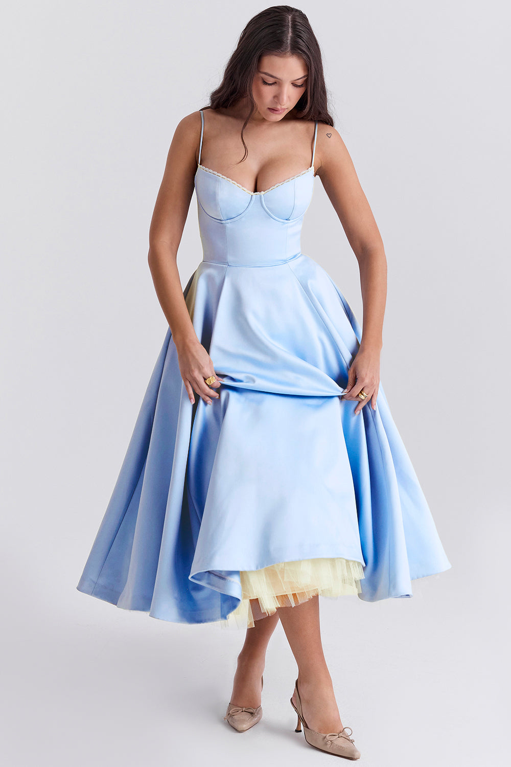 Aurore Robe Mi-Longue — Bleu Ciel