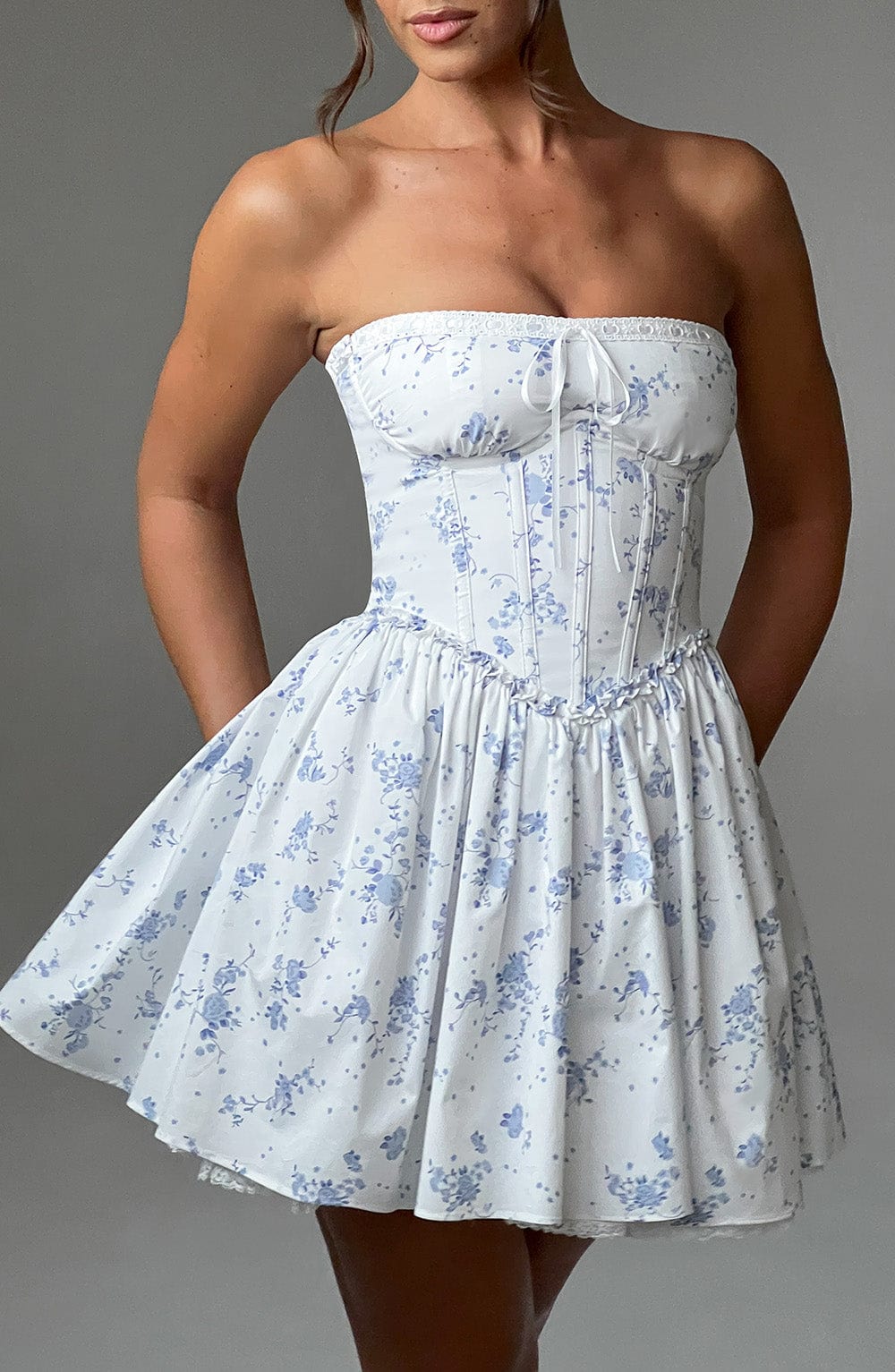 Robe courte Maeve - Imprimé fleuri bleu