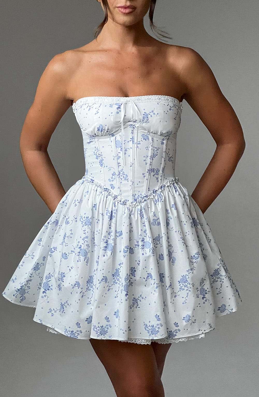 Robe courte Maeve - Imprimé fleuri bleu