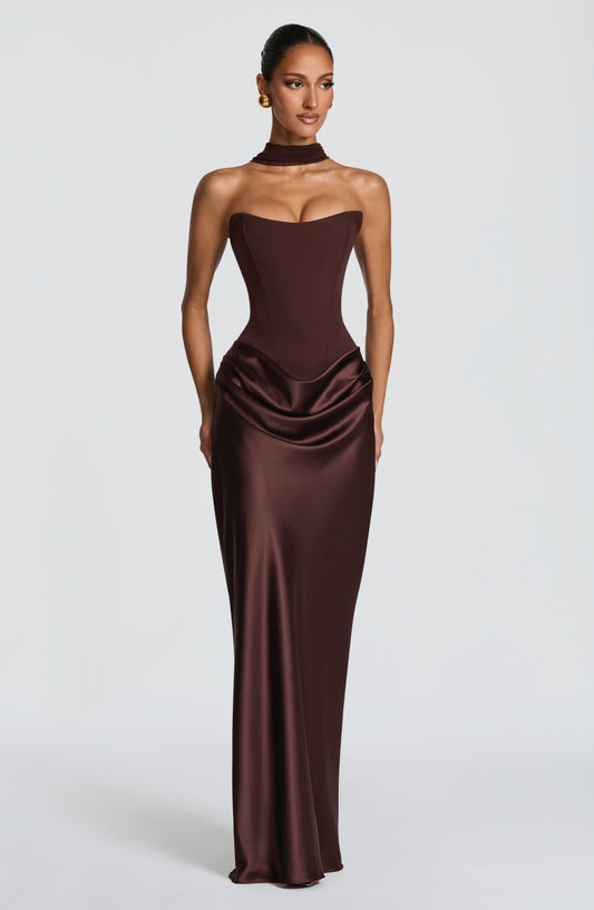 Maggie Robe Longue - Brun Prune
