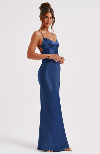 Robe longue Malika - Bleu marine