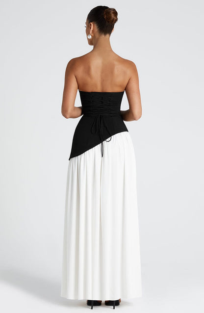 Robe longue Maliyah - Noir/Blanc