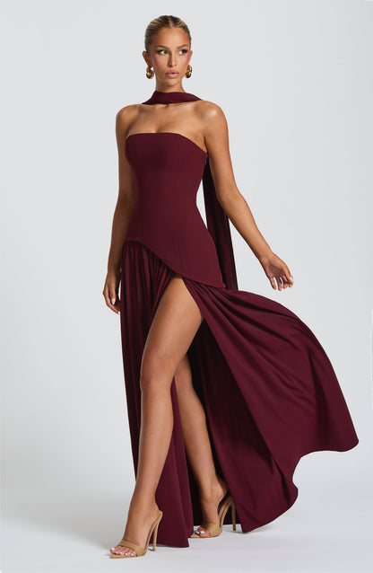 Maliyah Robe Longue - Rouge Laqué