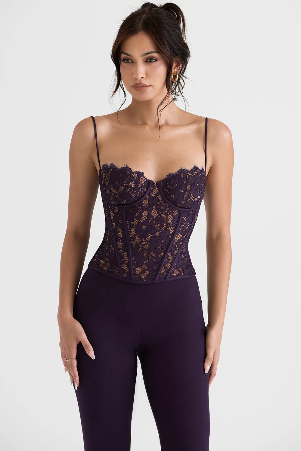 Manon Corset Dentelle Prune