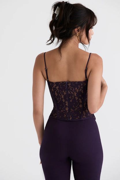 Manon Corset Dentelle Prune