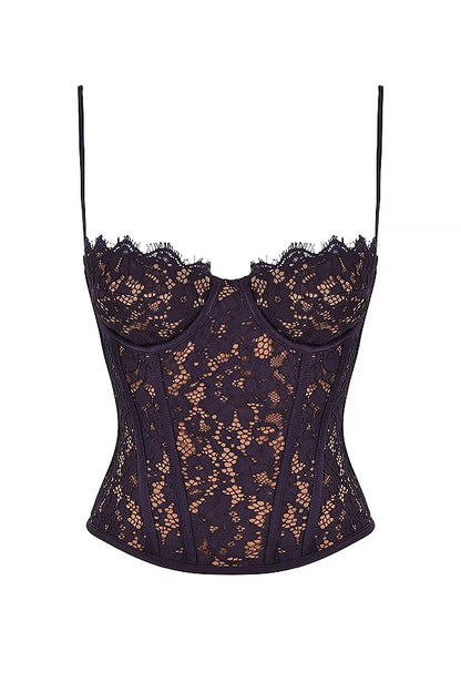 Manon Corset Dentelle Prune