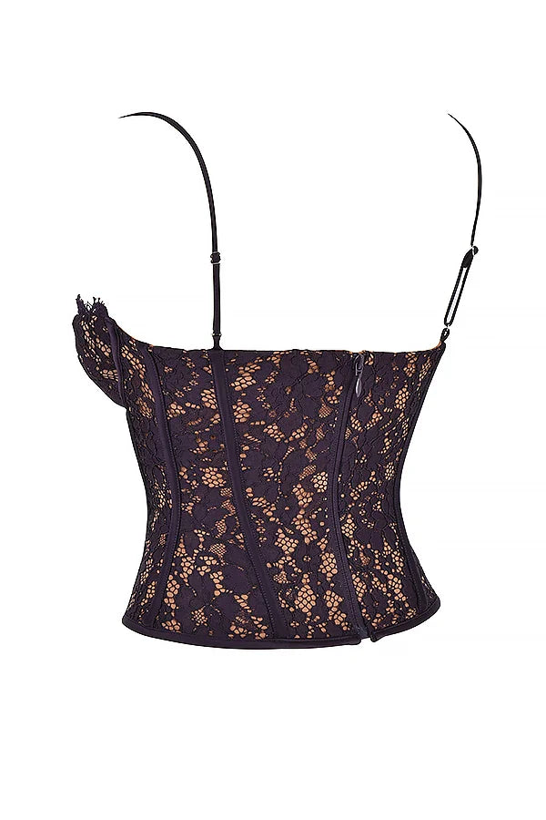 Manon Corset Dentelle Prune