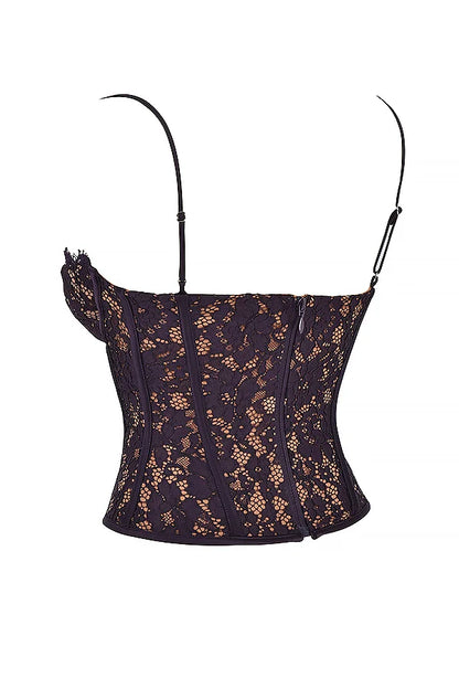 Manon Corset Dentelle Prune