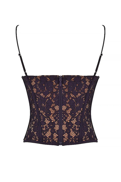 Manon Corset Dentelle Prune