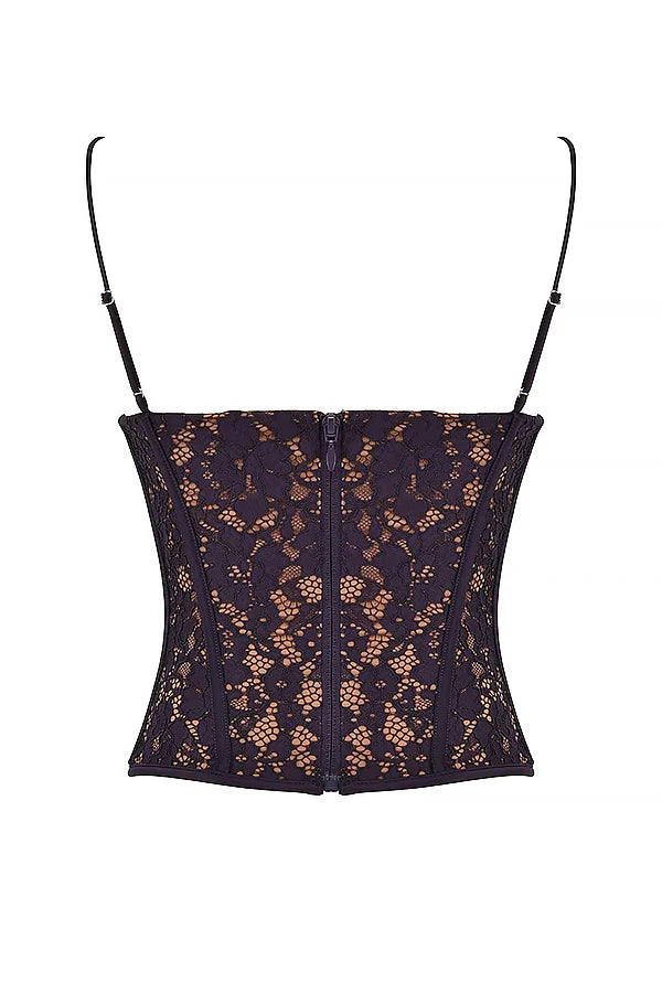 Manon Corset Dentelle Prune