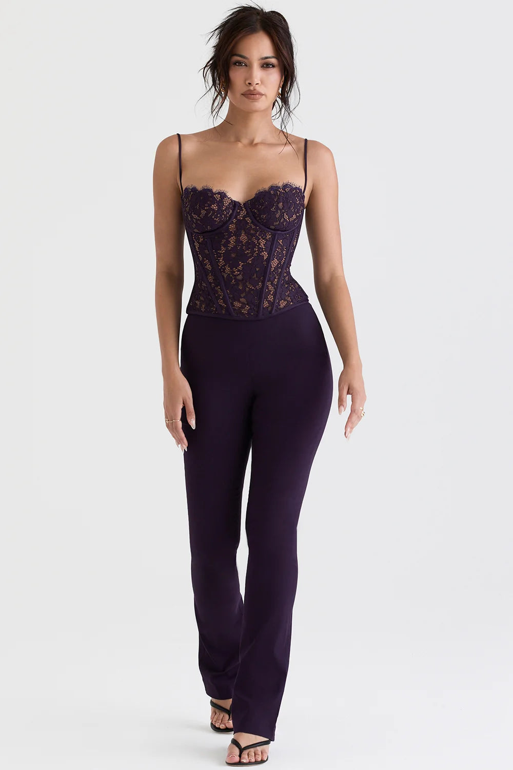 Manon Corset Dentelle Prune