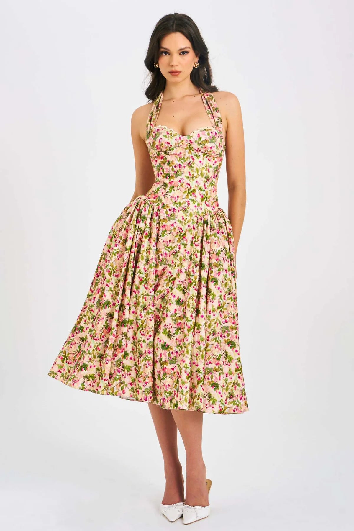 Marguerite Robe Mi-Longue Fleuri