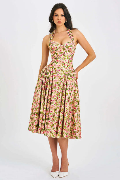 Marguerite Robe Mi-Longue Fleuri
