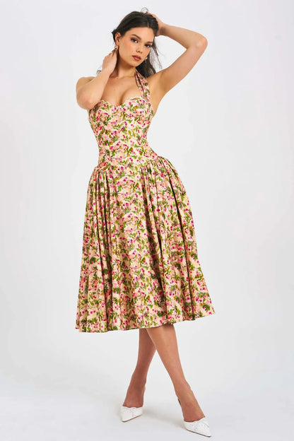 Marguerite Robe Mi-Longue Fleuri
