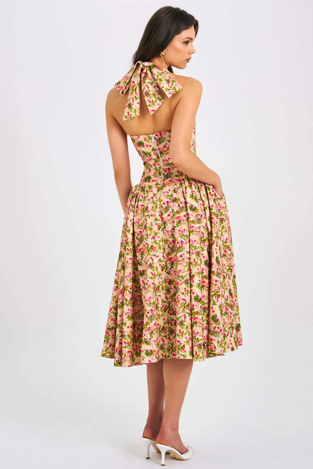 Marguerite Robe Mi-Longue Fleuri