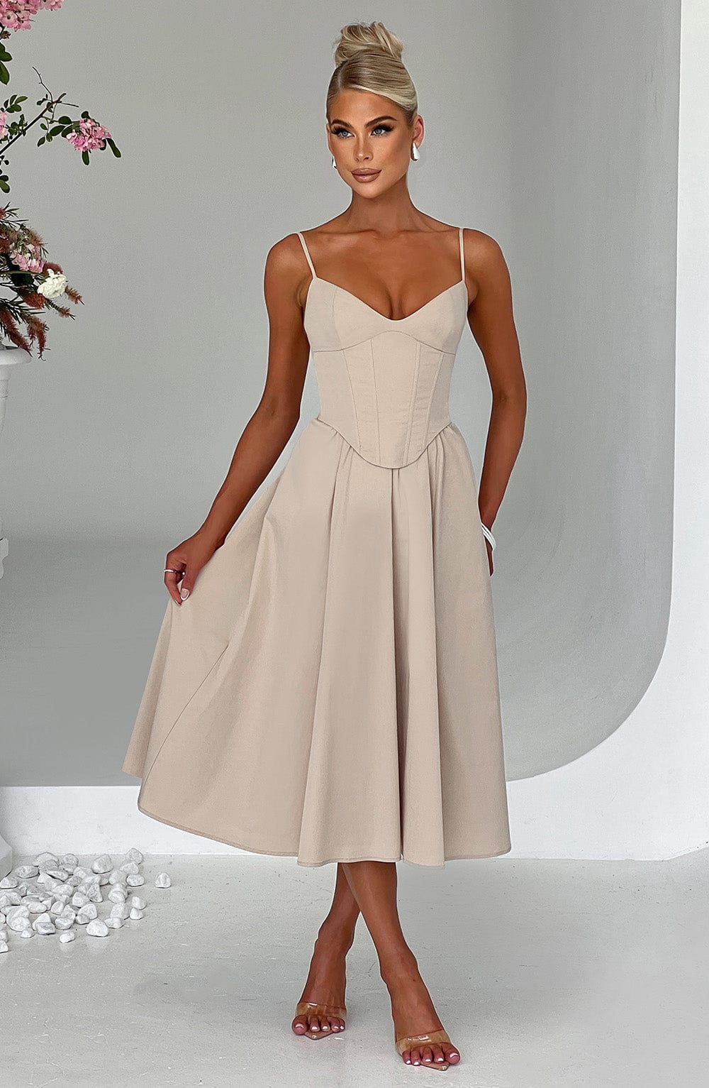 Robe mi-longue Mariella - Beige