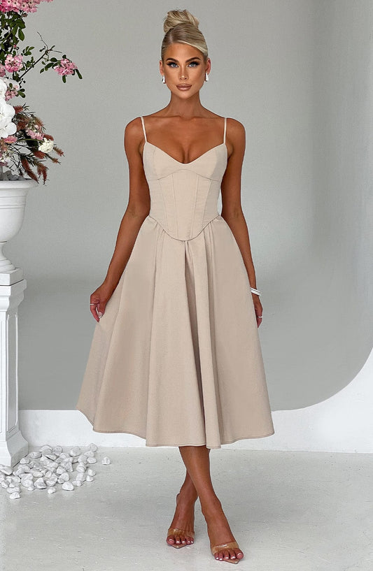 Robe mi-longue Mariella - Beige