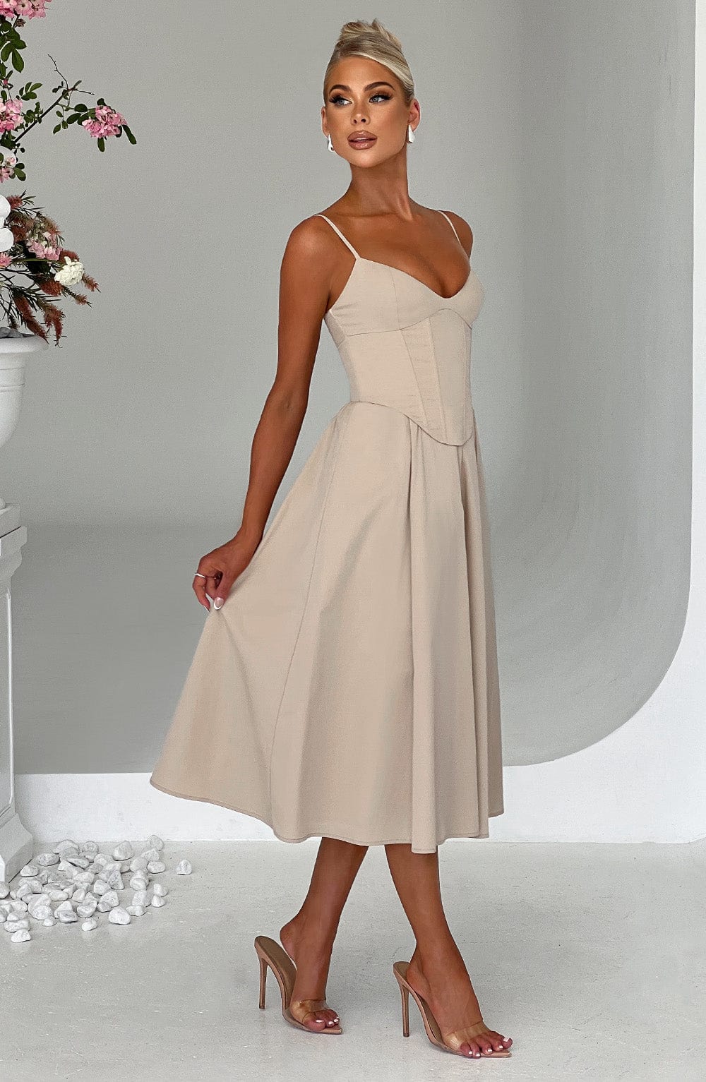 Robe mi-longue Mariella - Beige