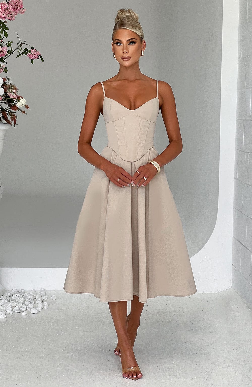 Robe mi-longue Mariella - Beige