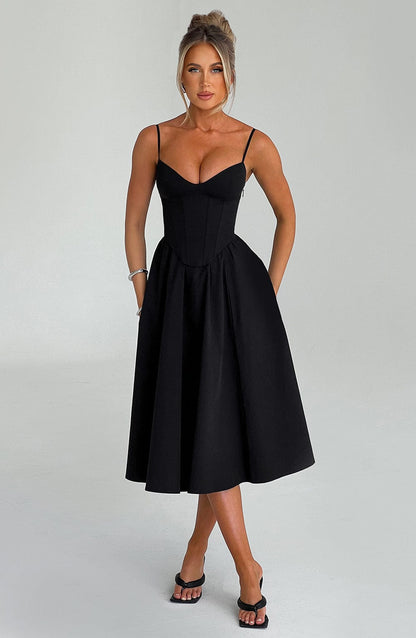 Robe mi-longue Mariella - Noir