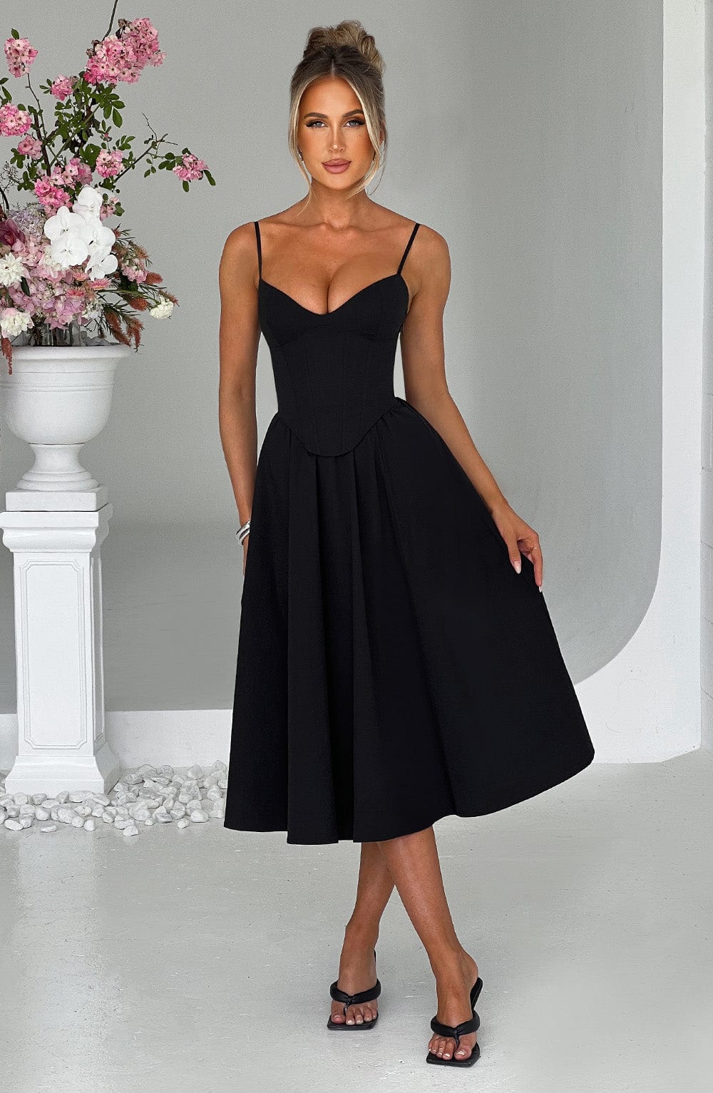 Robe mi-longue Mariella - Noir