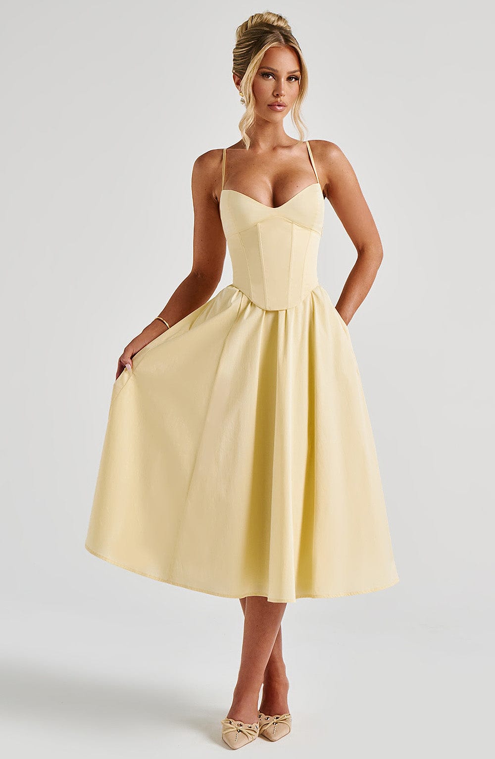 Robe mi-longue Mariella - Citron