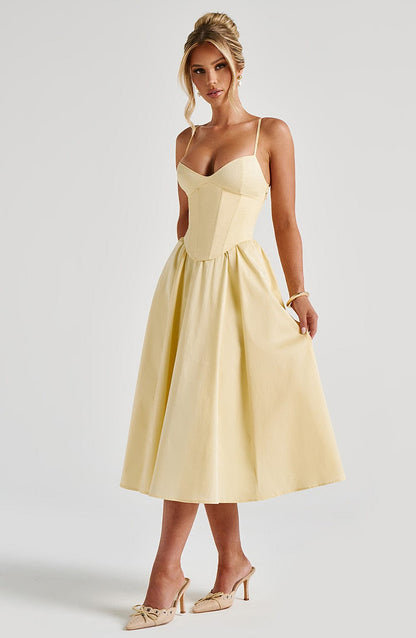 Robe mi-longue Mariella - Citron