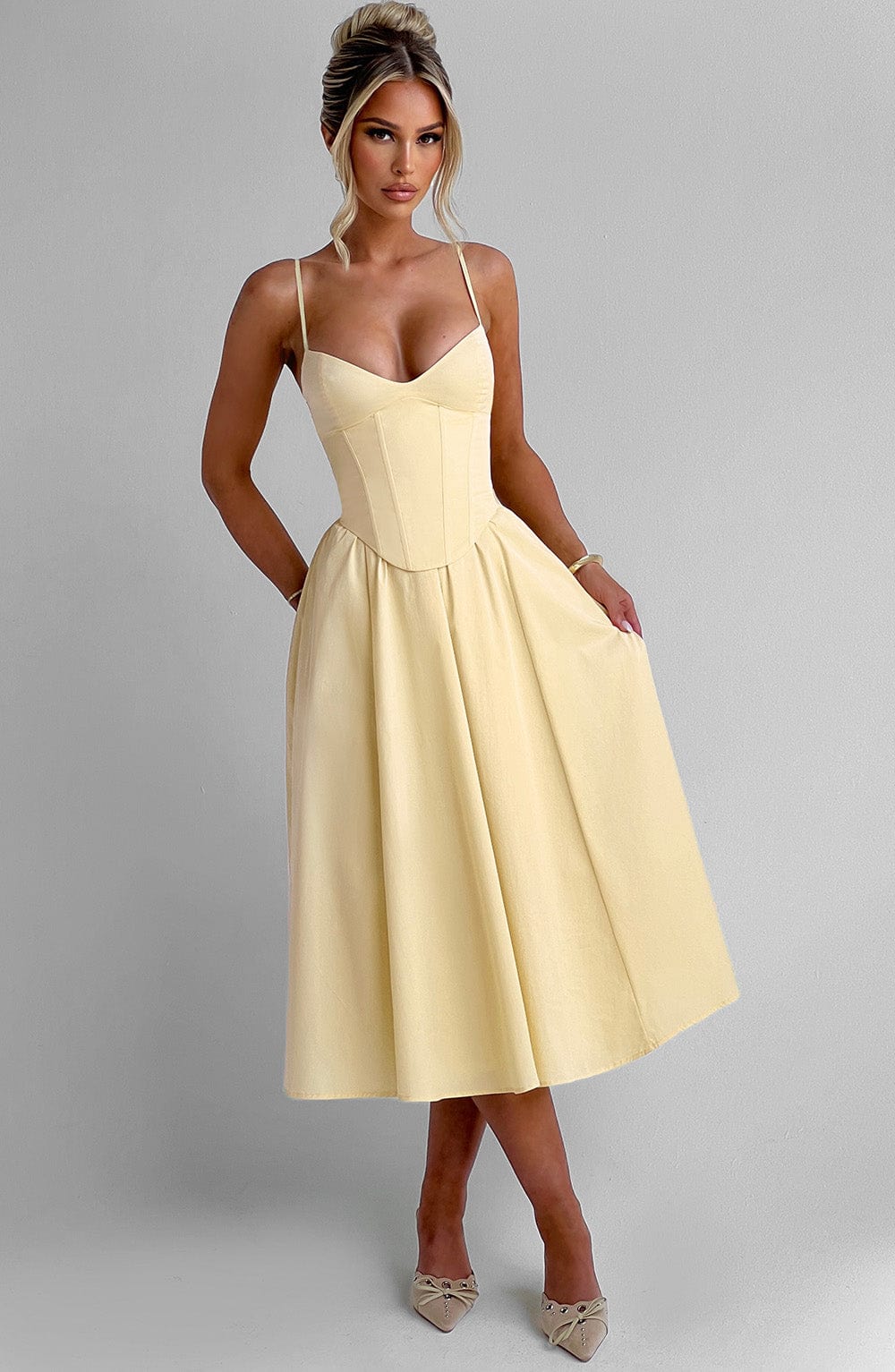 Robe mi-longue Mariella - Citron