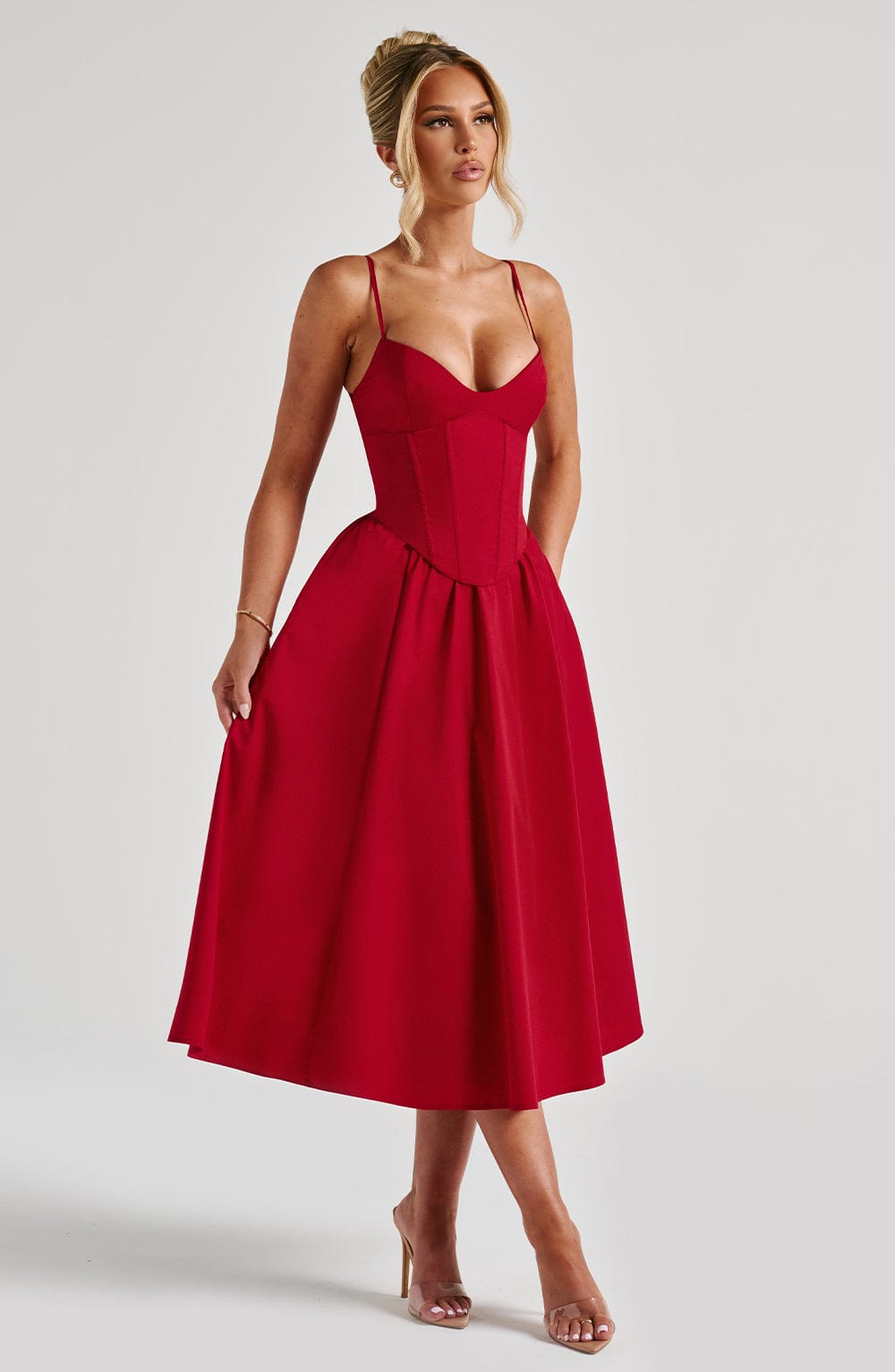 Robe mi-longue Mariella - Rouge