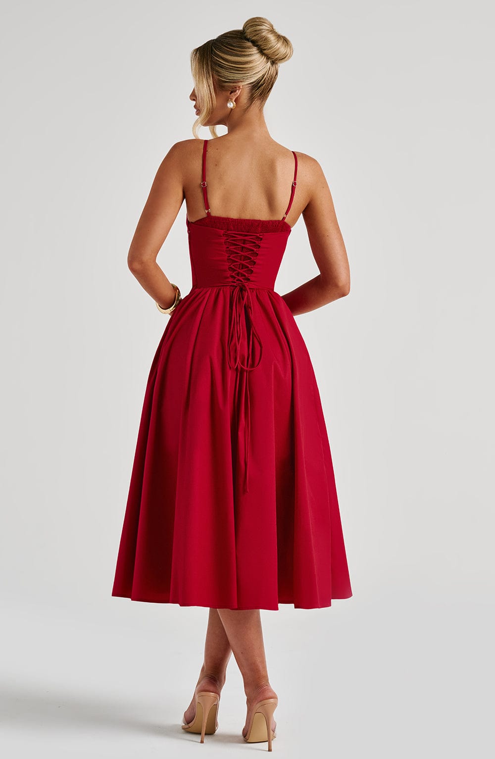 Robe mi-longue Mariella - Rouge