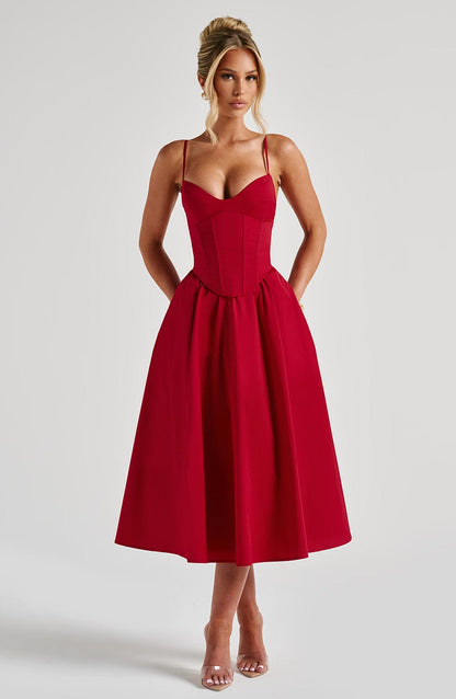 Robe mi-longue Mariella - Rouge