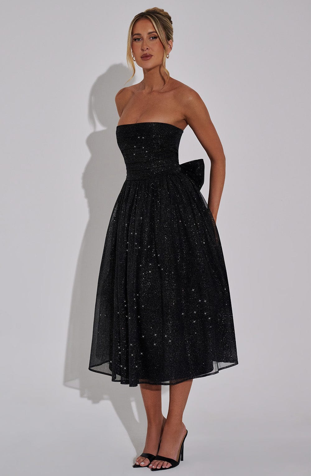 Robe mi-longue Marissa - Noir pailleté