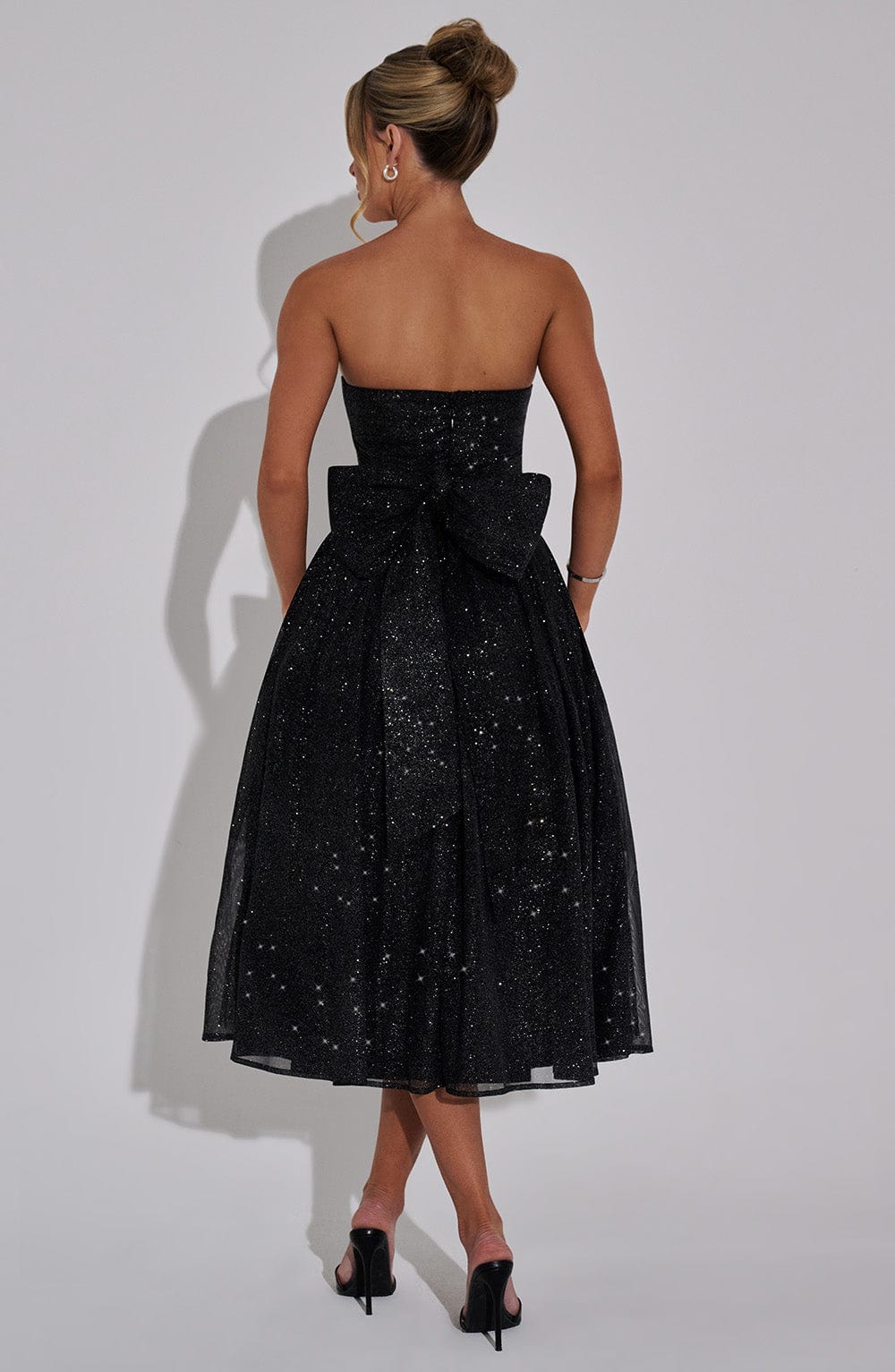 Robe mi-longue Marissa - Noir pailleté