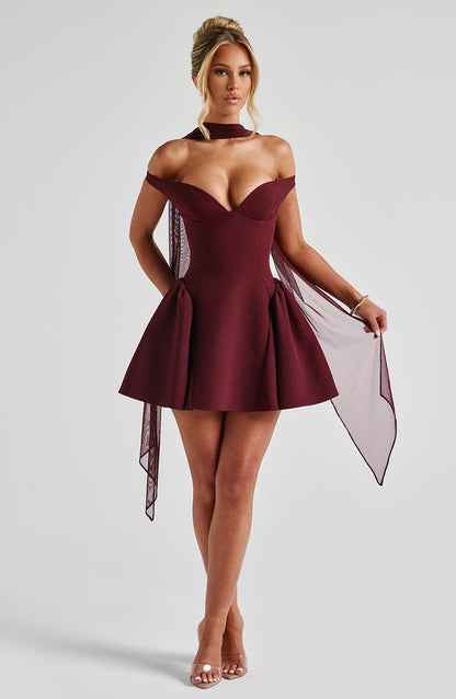 Robe courte Marla - Laque cerise